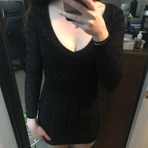 Guess Jeans Black Sparkly Tie Back Mini Dress